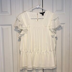 Simply Vera Vera Wang Cream Ruffled Blouse